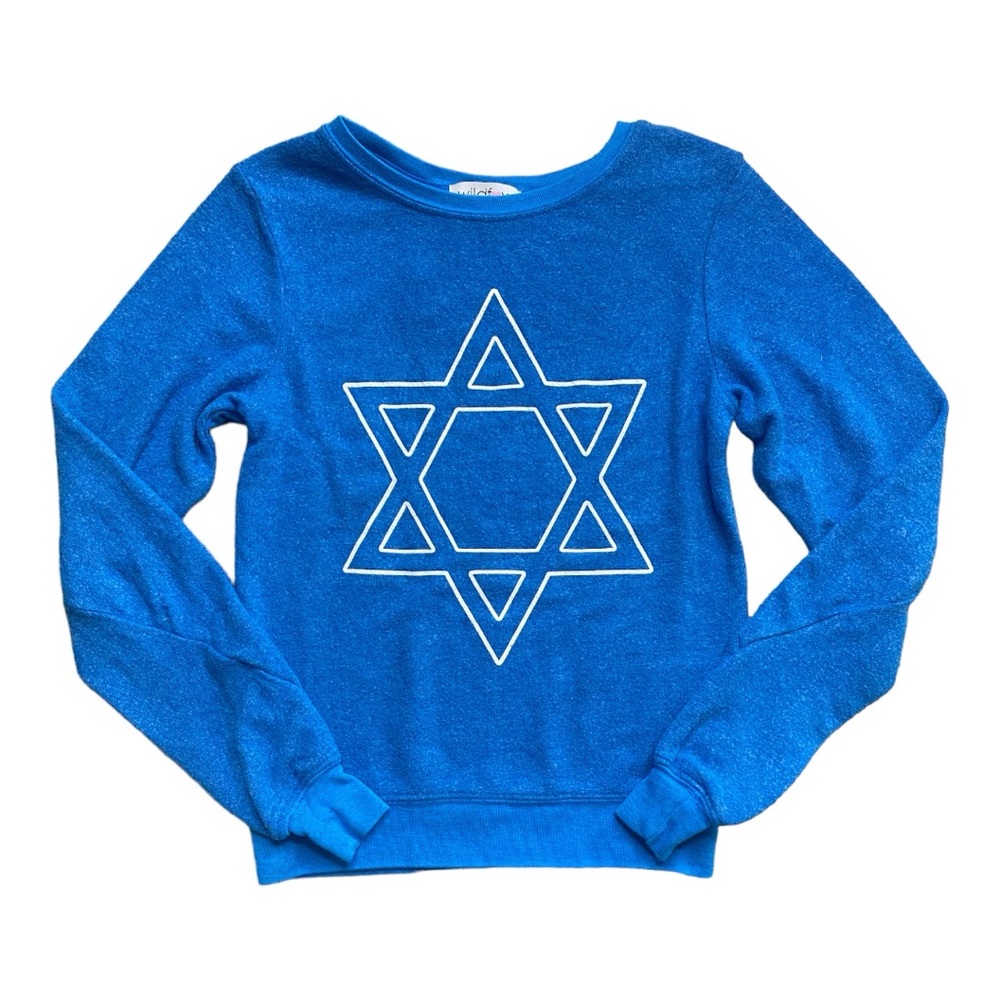 ❌SOLD❌ Wildfox Kids Star of David Baggy Beach Jumper in Cyan Blue NWT